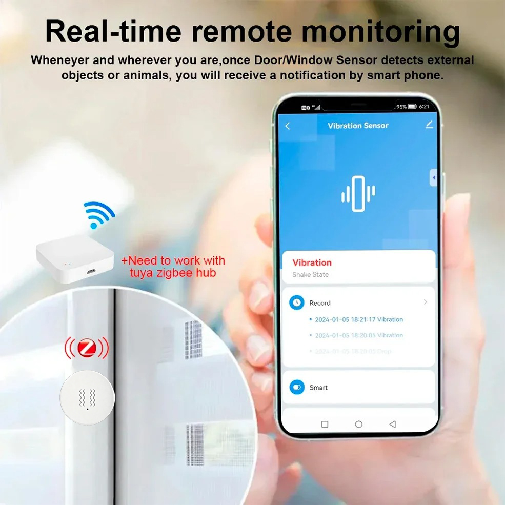 Inteligentny czujnik wibracji  – Home Assistant Tuya recenzja i cena